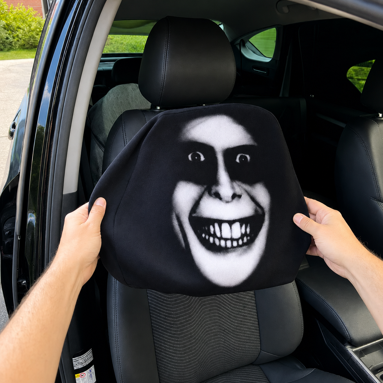 GrinRides - The Grinning Headrest Cover